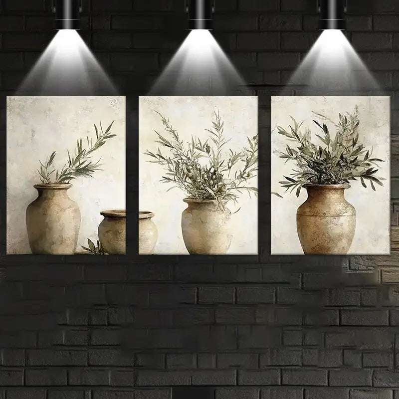 3pcs Watercolor Abstract Elegant Plants Metal Print Ready to Hang Art