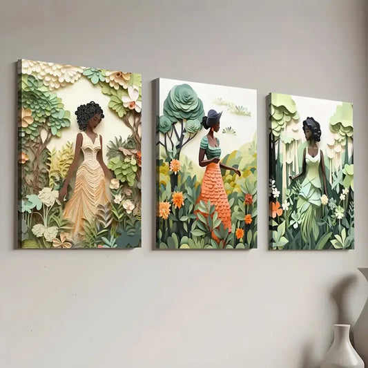 3pcs Natural Forest People Landscape Art Wall Art Set Canvas Framed 40x60cm - High Quality Print 100% Australian Made Wall Canvas Ready to Hang