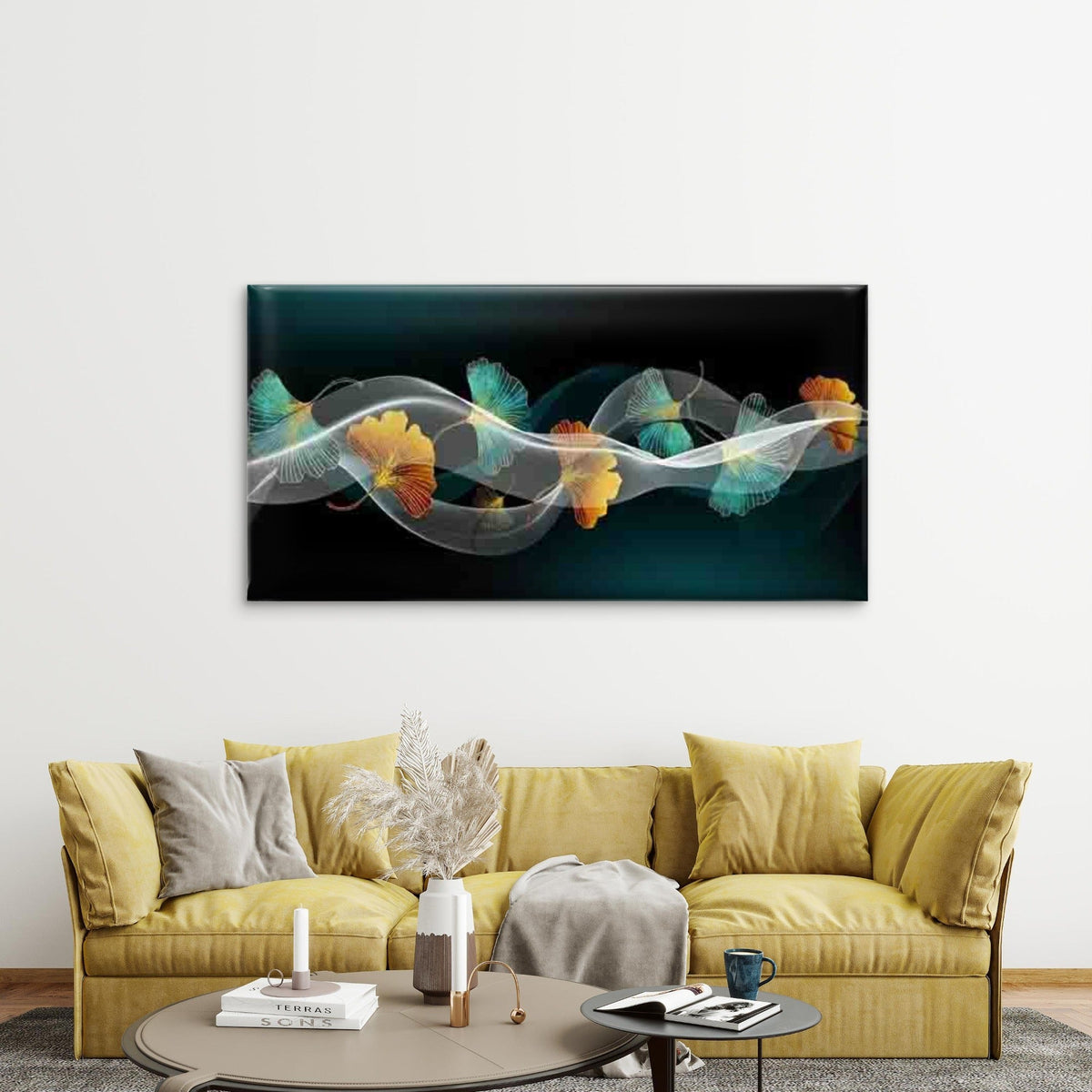 Ginkgo Leaves Swaying Wall Art Canvas Office Home Room Framed 120x60cm