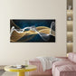 Golden Waves Flowing Wall Art Canvas Office Home Room Framed 120x60cm