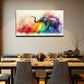 Elephant Surrounded Vibrant Wall Art Canvas Office Home Room Framed 120x60cm