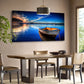 Blue Lake Boat Ocean Sunset Wall Art canvas office home room framed 120x60cm