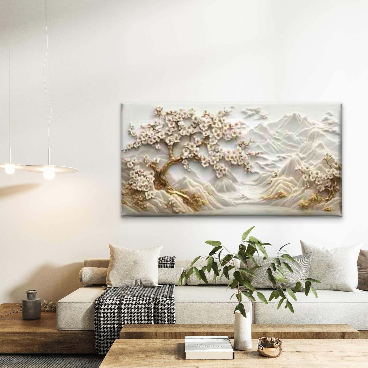Marble Mountain And Golden Tree Wall Art Canvas Office Home Room Framed 120x60cm
