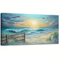 Nautical Sunset Beach Ocean Waves Coastal Wall Art canvas office home room framed 120x60cm