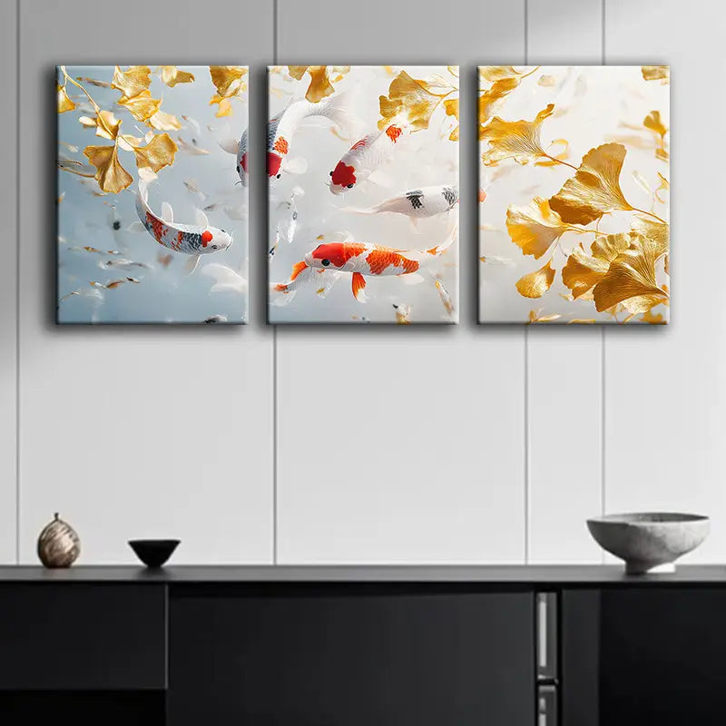3pcs Colorful koi carp Metal Print Ready to Hang Art