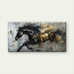 Abstract Black And Golden Horse Wall Art Canvas Office Home Room Framed 80x45cm