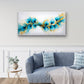 Abstract Teal Blue Flowers Gold Accents Swirls Wall Art Canvas Office Home Room Framed 120x60cm