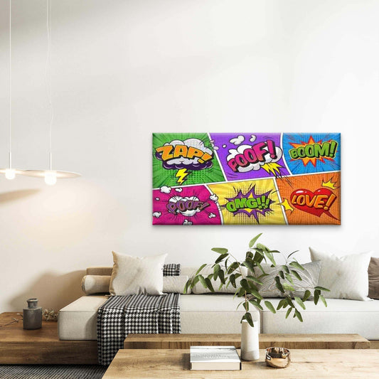 Featuring Pop Art Comic Book Wall Art Canvas Office Home Room Framed 120x60cm