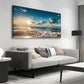 Sunset Beach Blue Ocean Nature Wall Art canvas office home room framed 120x60cm