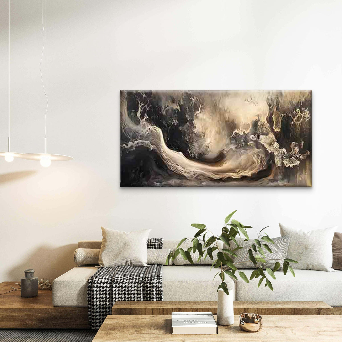 Pattern of Surging Ocean Waves Wall Art Canvas Office Home Room Framed 120x60cm