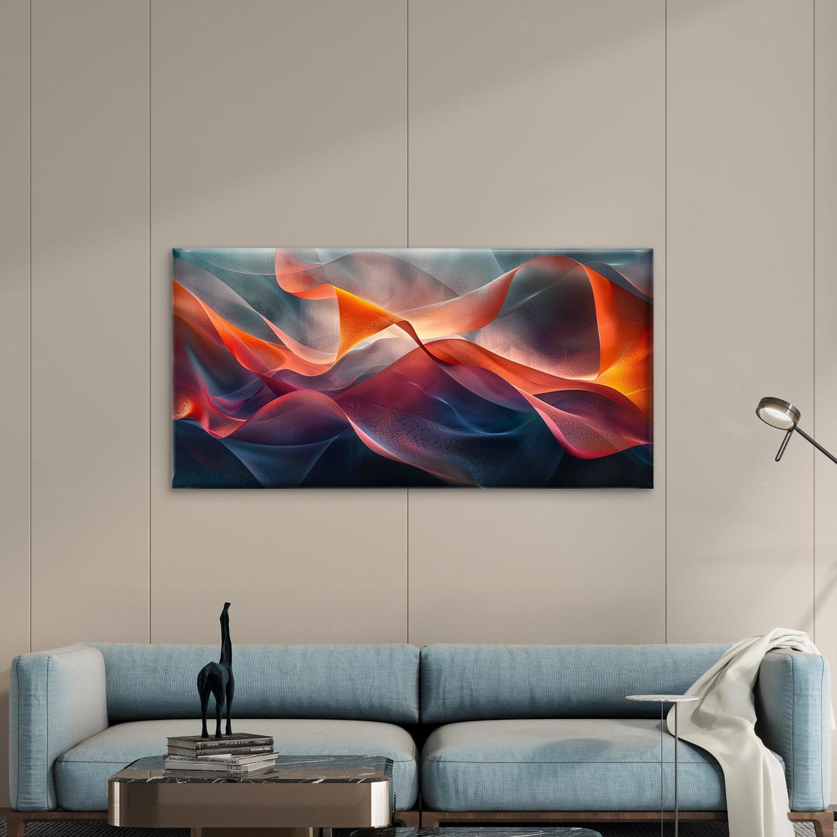 Abstract Colorful Waves Wall Art Canvas Office Home Room Framed 120x60cm