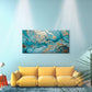 Aqua Gold Watercolor Effect Luxury Wall Art Canvas Office Home Framed 120x60cm