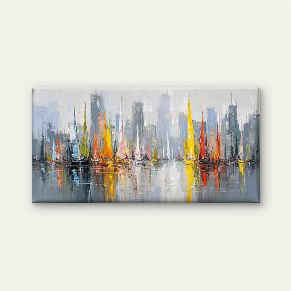 City Skyline with Sailboats Wall Art Canvas Office Home Room Framed 120x60cm