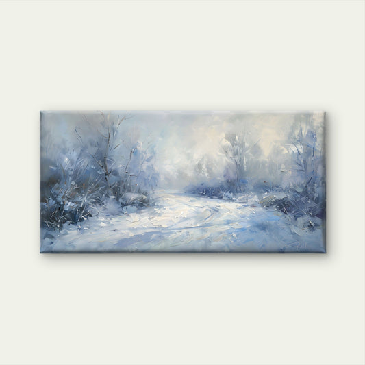 Winter Snow Landscape Wall Art Canvas Office Home Room Framed 80x45cm