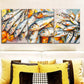 3pcs Featuring a Detailed View of Sardines on a Table Metal Print Ready to Hang Art
