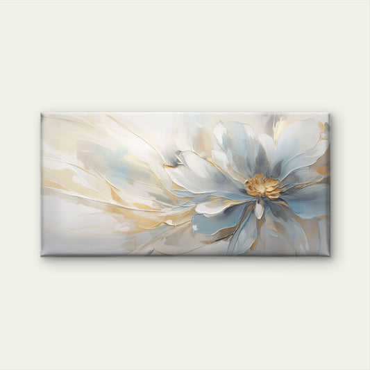 Abstract Blue Gold Floral Blossom Wall Art Canvas Office Home Framed 80x45cm