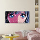 Face of a Young Anime Girl Wall Art Canvas Office Home Room Framed 80x45cm
