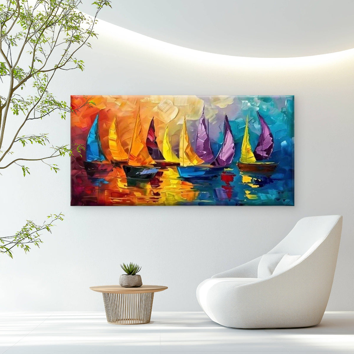 Nautical Boat Stormy Sea Wall Art Canvas Office Home Room Framed 80x45cm