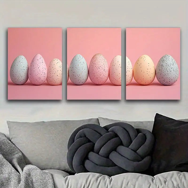 3pcs Easter eggs Metal Print Ready to Hang Art