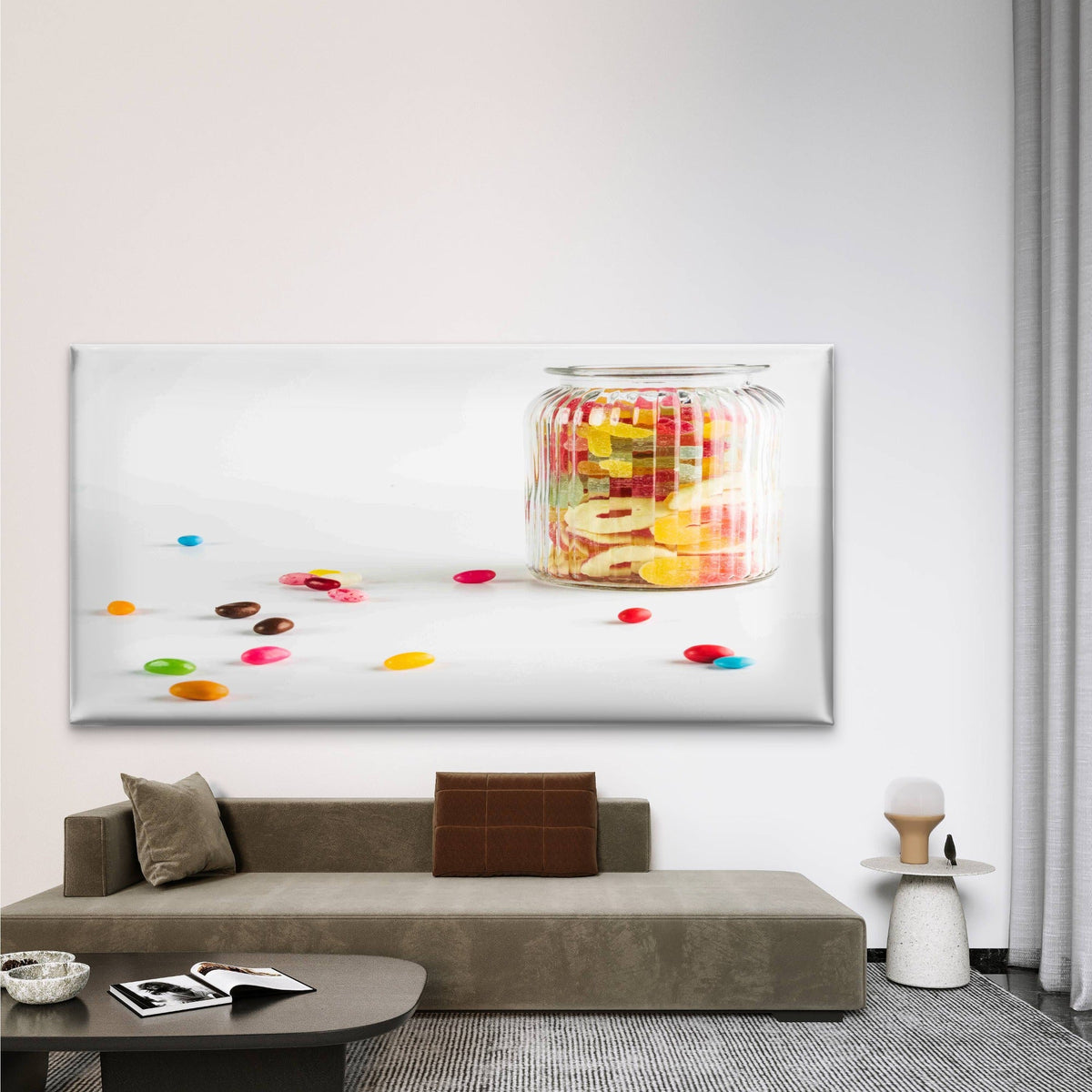 Vintage Glass Jar With Candies Wall Art Canvas Office Home Room Framed 80x45cm