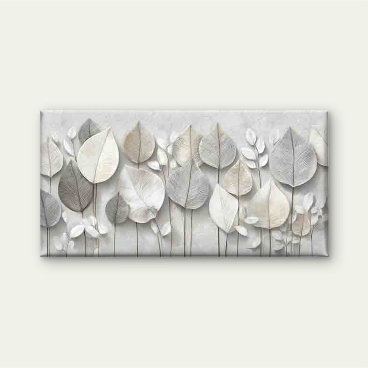 Abstract White Leaves Backgroun Wall Art Canvas Office Home Room Framed 120x60cm