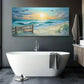 Nautical Sunset Beach Ocean Waves Coastal Wall Art canvas office home room framed 120x60cm