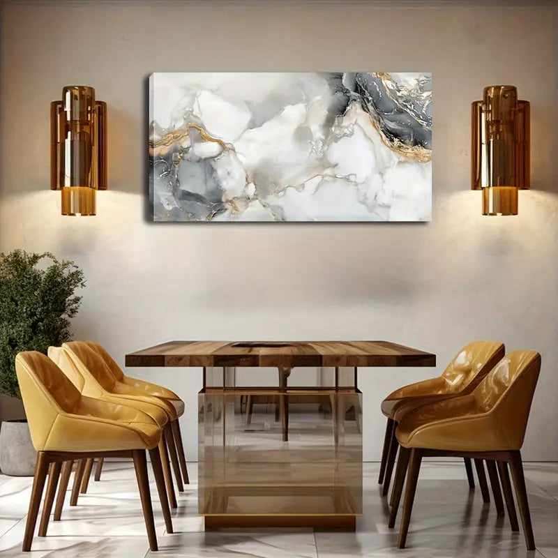 Abstract Marble Golden Abstract Wall Art Canvas Office Home Room Framed 120x60cm