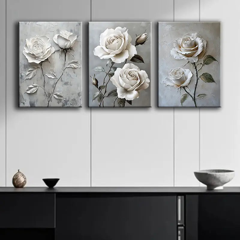 3pcs featuring La Rose Blanche Metal Print Ready to Hang Art