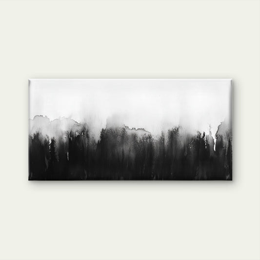 Minimalist Black Ink Abstract Wall Art Canvas Office Home Room Framed 80x45cm