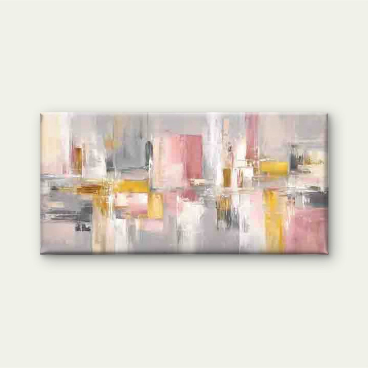 Abstract Geometric Pink Golden Wall Art Canvas Office Home Room Framed 80x45cm