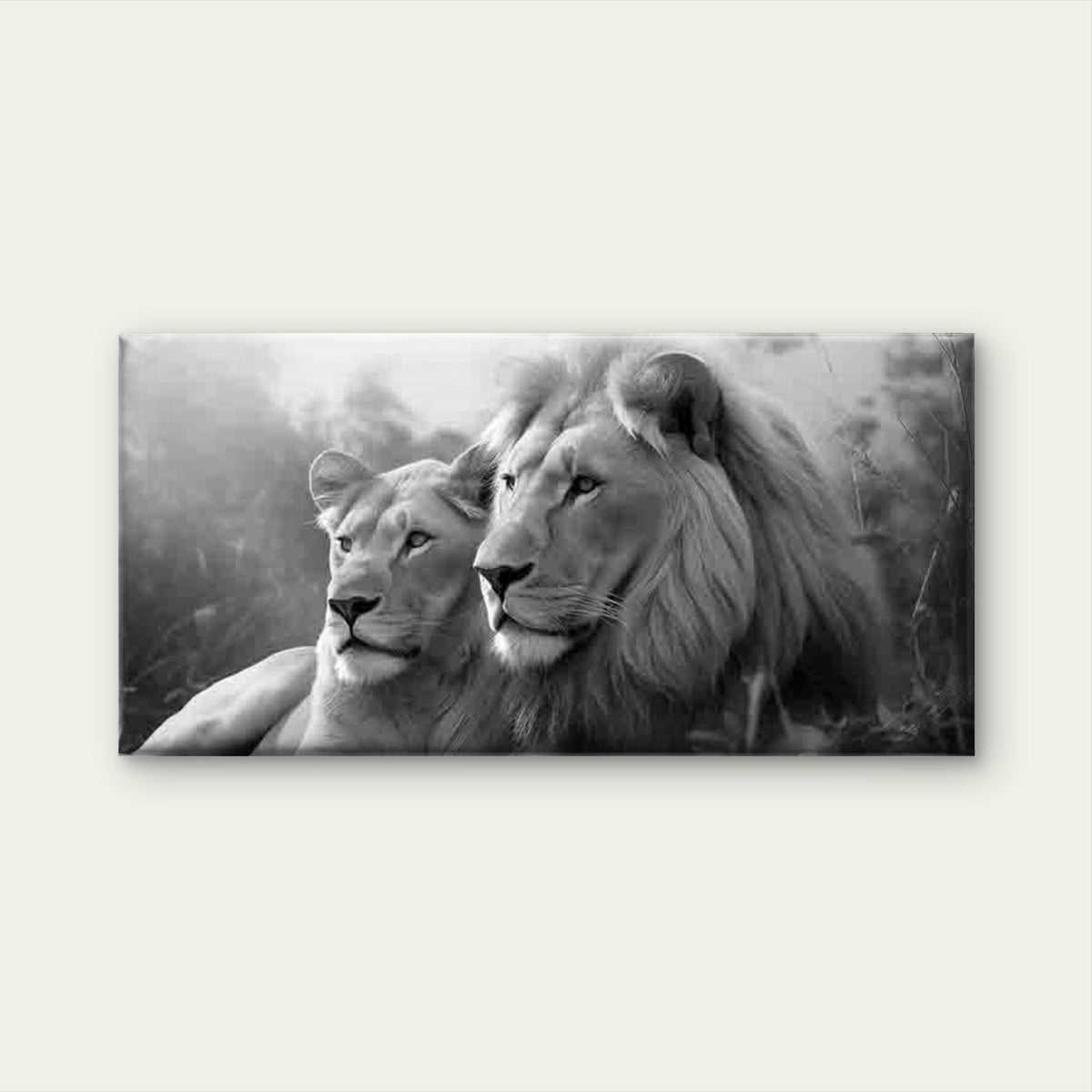 Photograph of a Majestic Lion Wall Art Canvas Office Home Room Framed 80x45cm