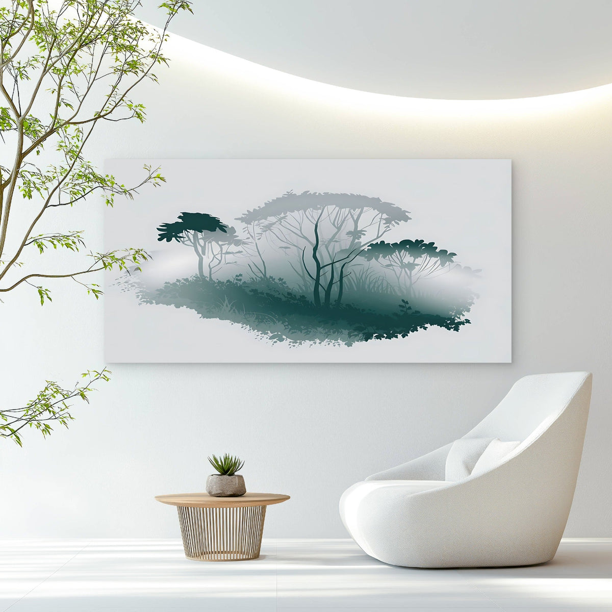 Misty Forest Morning Light Wall Art Canvas Office Home Room Framed 80x45cm