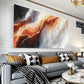 Abstract Red Golden Black White Swirl Design Wall Art wall canvas office home room framed 80x45cm