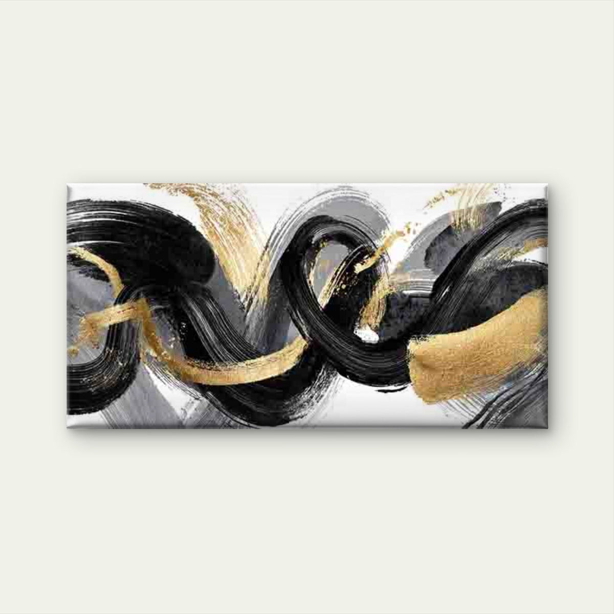 Abstract Black White Swirls Wall Art Canvas Office Home Room Framed 120x60cm