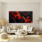 Dynamic Fluid Red Abstract Wall Art Canvas Office Home Room Framed 80x45cm
