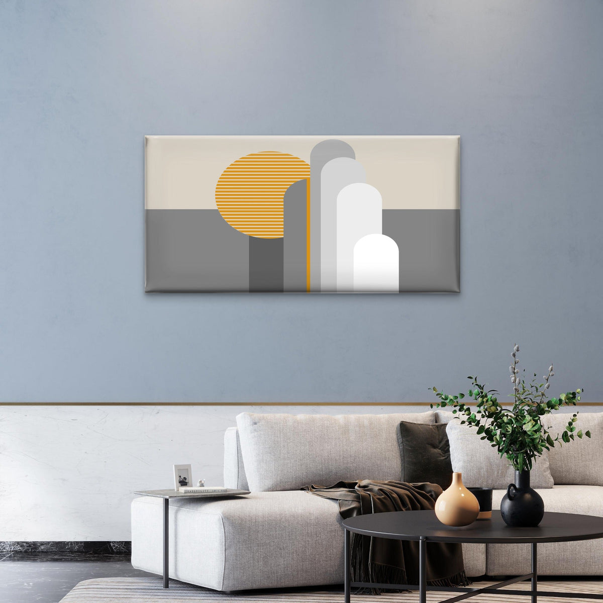 Modern Boho Geometric Sun Desert Wall Art Canvas Office Home Framed 80x45cm