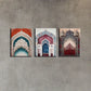 3pcs Elegant Arches Vibrant Design Paintings Metal Print Ready to Hang Art