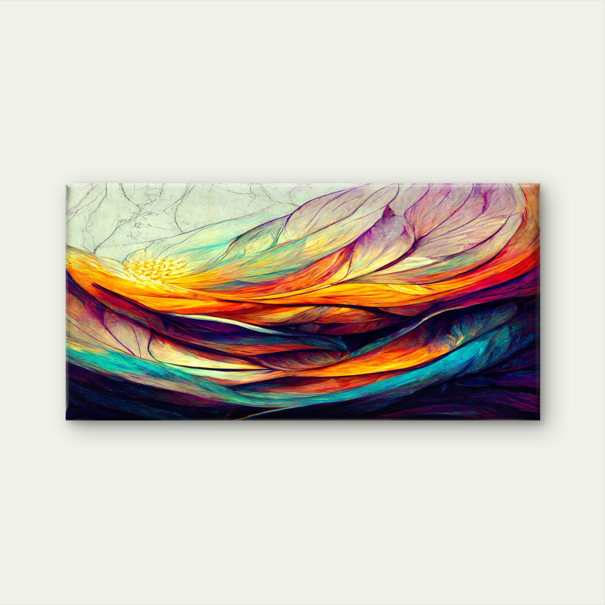 Rainbow Color Wave Pattern Wall Art Canvas Office Home Room Framed 80x45cm