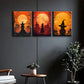 3pcs Witch at Sunset Metal Print Ready to Hang Art