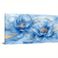 Abstract Flower Blue & Golden Floral Wall Art canvas office home room framed 80x45cm