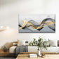 Waves in Golden And Black in Wall Art Canvas Office Home Room Framed 120x60cm