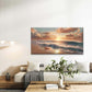 Beach Sunset, with Golden Sun Wall Art Canvas Office Home Room Framed 120x60cm
