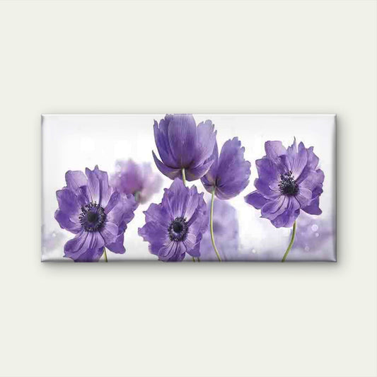 Elegant Purple Floral Anemone Wall Art Canvas Office Home Room Framed 80x45cm