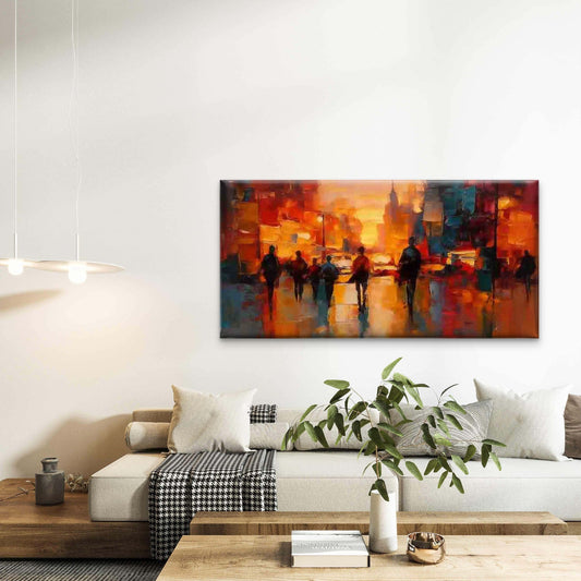 Modern Abstract Cityscape Wall Art Canvas Office Home Room Framed 80x45cm