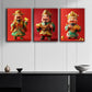 3pcs Cute Deity of Wealth Design Metal Print Ready to Hang Art