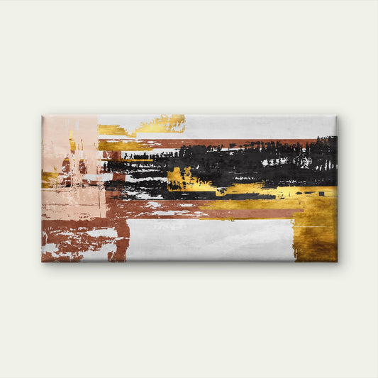 Black Gold Rust Abstract Wall Art Canvas Office Home Room Framed 80x45cm