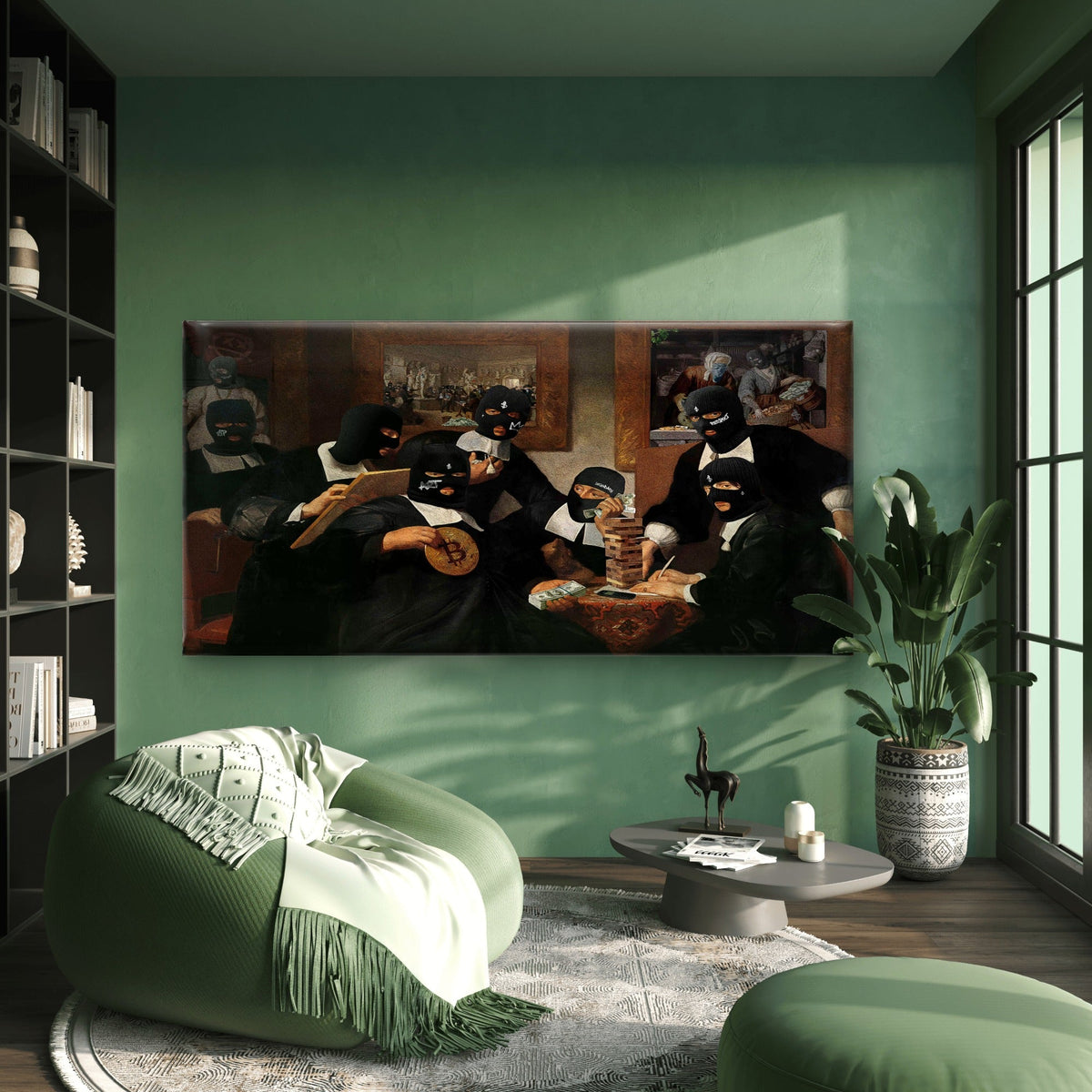 Gothic Money Parody Wall Art Canvas Office Home Room Framed 80x45cm