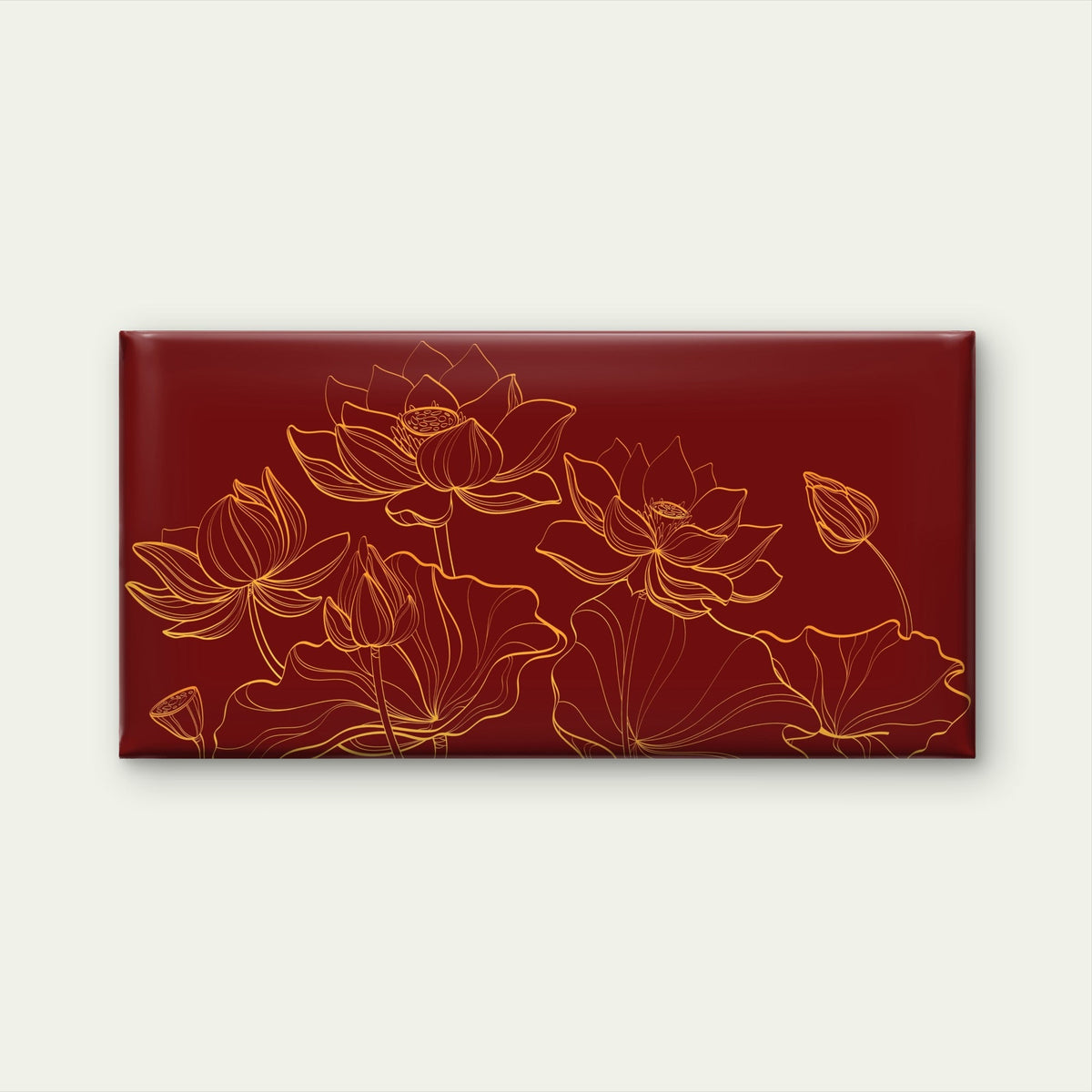 Red Maroon Gold Lotus Flower Wall Art Canvas Office Home Room Framed 120x60cm