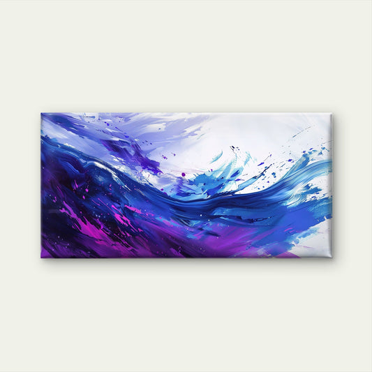 Blue Purple Abstract Wave Art Wall Art Canvas Office Home Room Framed 80x45cm