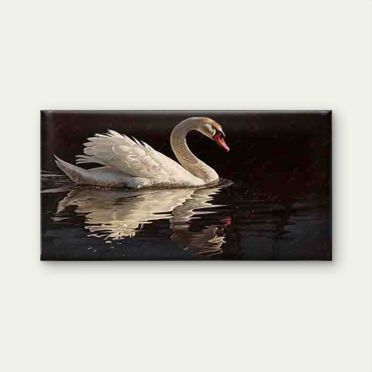 Featuring a White Swan Wall Art Canvas Office Home Room Framed 80x45cm